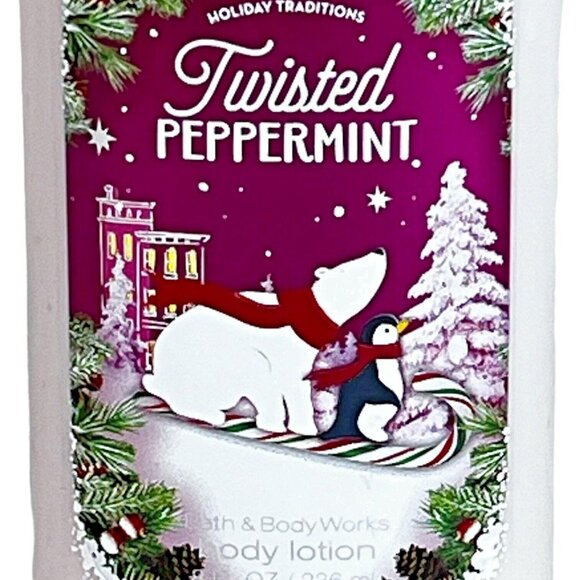 New Bath & Body Works Twisted Peppermint Body Lotion 8 FL OZ Polar Bear Penguin - Picture 2 of 6
